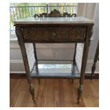 Gilted Metal Marble Top Two Level Table A