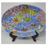 Painted Pottery Dish Signed L Johnson