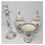 Fï¿½rstenberg Porcelain Floral Ginger Jar Vase and