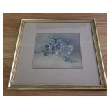 Framed Violets Watercolor H Robinson