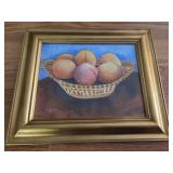 Framed Watercolor Peaches Signed J Lomax