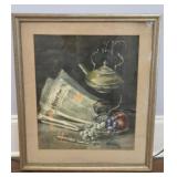 Framed H Robinson "Morning News" Charcoal