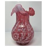Fenton Cranberry Opalescent Daisy & Fern