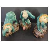Decorative Majolica Style Monkey Figurines