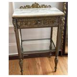 Gilted Metal Marble Top Two Level Table B