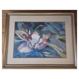 Framed Watercolor Flower Halscher Signed Print
