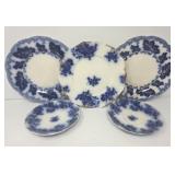 Antique Flow Blue Plates Saucers