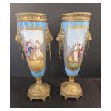 Napoleon III Porcelain Vases from Sevres, Set of 2