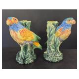 Ceramic Majolica Style Parrots