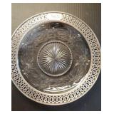 Sterling Silver Pierced Rim and Glass Dish