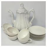 Ironware Coffee Pot, French Coffee Cups