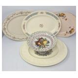 Vintage Platters and Fruit Compote Bowl