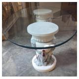 Glass Top Coffee Table with Elephant Pedestals