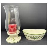 Lenox Holiday Hurricane Lamp & Bowl