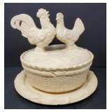 1800s Rooster & Hen Caneware