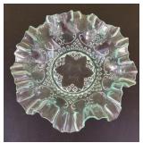 Uranium Glass Ruffled Bowl