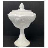 Indiana Glass "Harvest Grape" Milk Glass Compote