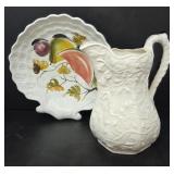 Italian Bowl and Ceramic Pitcher