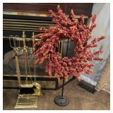 Brass Fireplace Tools, Metal Wreath Stand