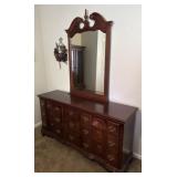 Queen Anne Style Cherry Dresser with Mirror