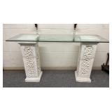 Plaster Column and Glass Top Table