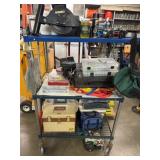 Rolling Metal Cart with Fishing Essentials