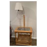 End Table with Attached Lamp & Magazine Rack