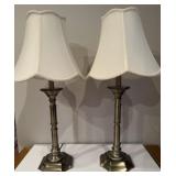 Silver Tone Table Lamp Pair