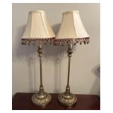 Gold Tone Candlestick Lamps