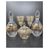 Czech Bohemia Glass Decanters Bowl and Stemware