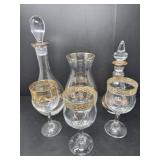 Czech Bohemia Glass Decanter Vase and Stemware