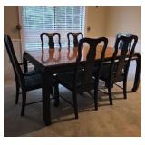 Asian Inspired Dining Table with 6 Chairs