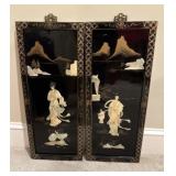 Black Lacquered Mother of Pearl Inlay Panels