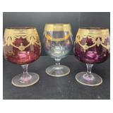 Italian Crystal Brandy Cognac Snifter 24K Gold