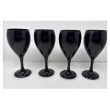 Libbey Black Amethyst Glass Goblets