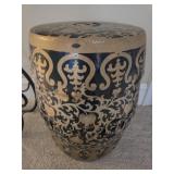 Black and Gold Chinoiserie Porcelain Garden Stool