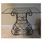 Glass Top Side Table Metal Base