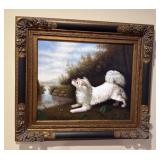 Framed Portrait of Dog on Canvas