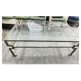 Contemporary Glass and Iron Coffee Table