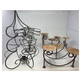 Metal Wine Rack and Metal Candle Holders