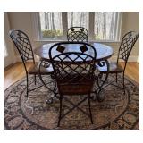 Stone Top Dining Table with Metal Base