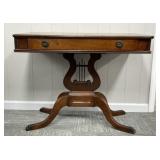 Antique Lyre Capped Foot Entryway Table