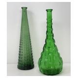 Italian Empoli Emerald Green Bubble Brick Decanter