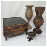 Ornate Carved Wood Vases and More