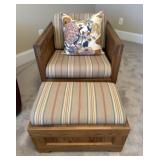 Handcrafted Wooden Chair with Ottoman