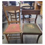 Wood Chairs with Needlepoint Seat
