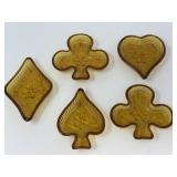 Amber Glass Card Suit Dishes