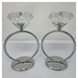 Candleholder Crystal Chrome Base