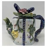 Iridescent Majolica Style Teapot
