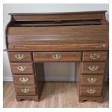 Oak Finish Roll Top Desk